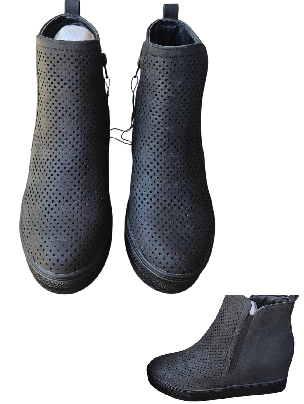 Olive Street Gigi Women's Soft Black Perforated Booties Size 6 NWOT